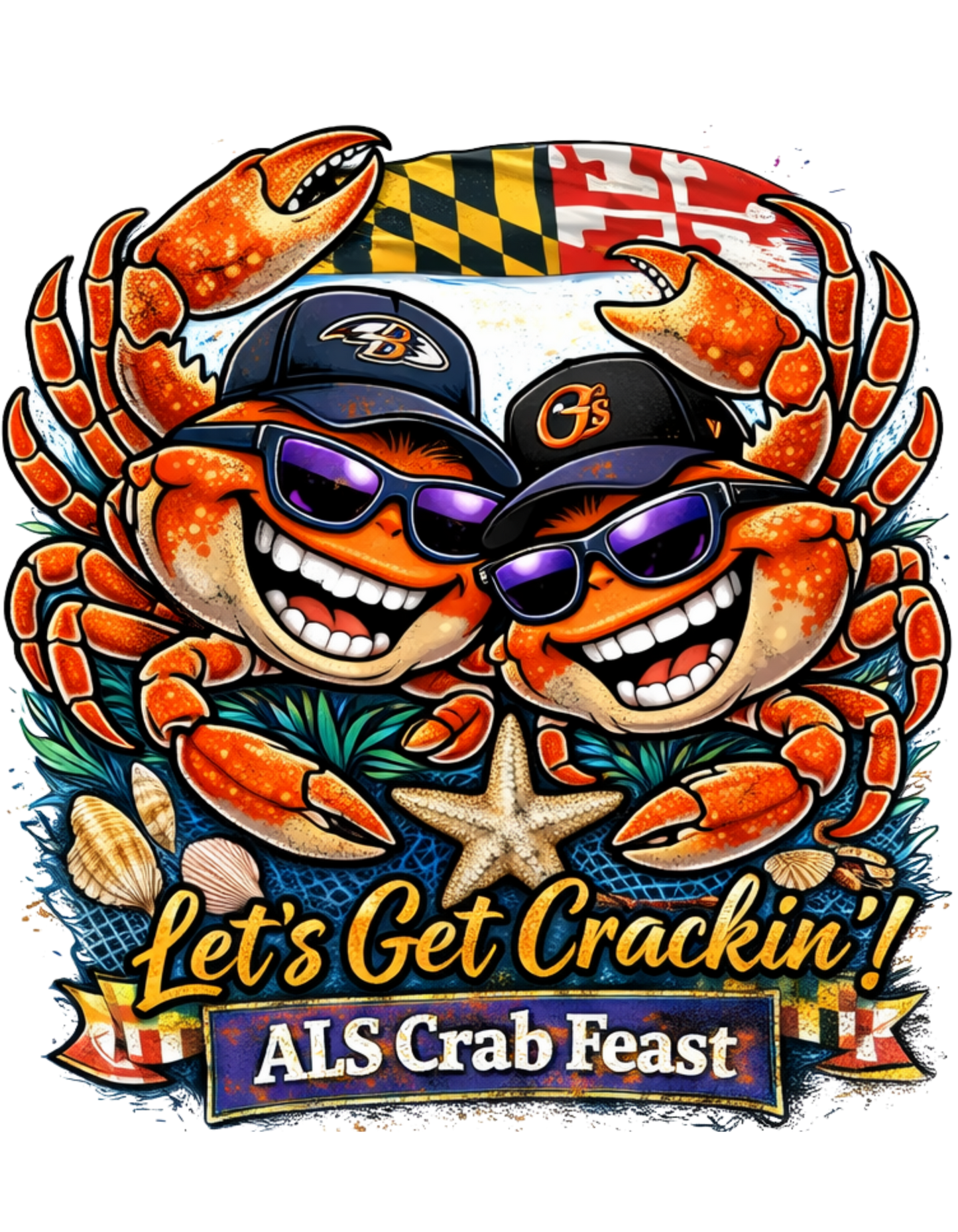 Orioles & Raven Crab Feast T-Shirt – “Let’s Get Crackin’!”