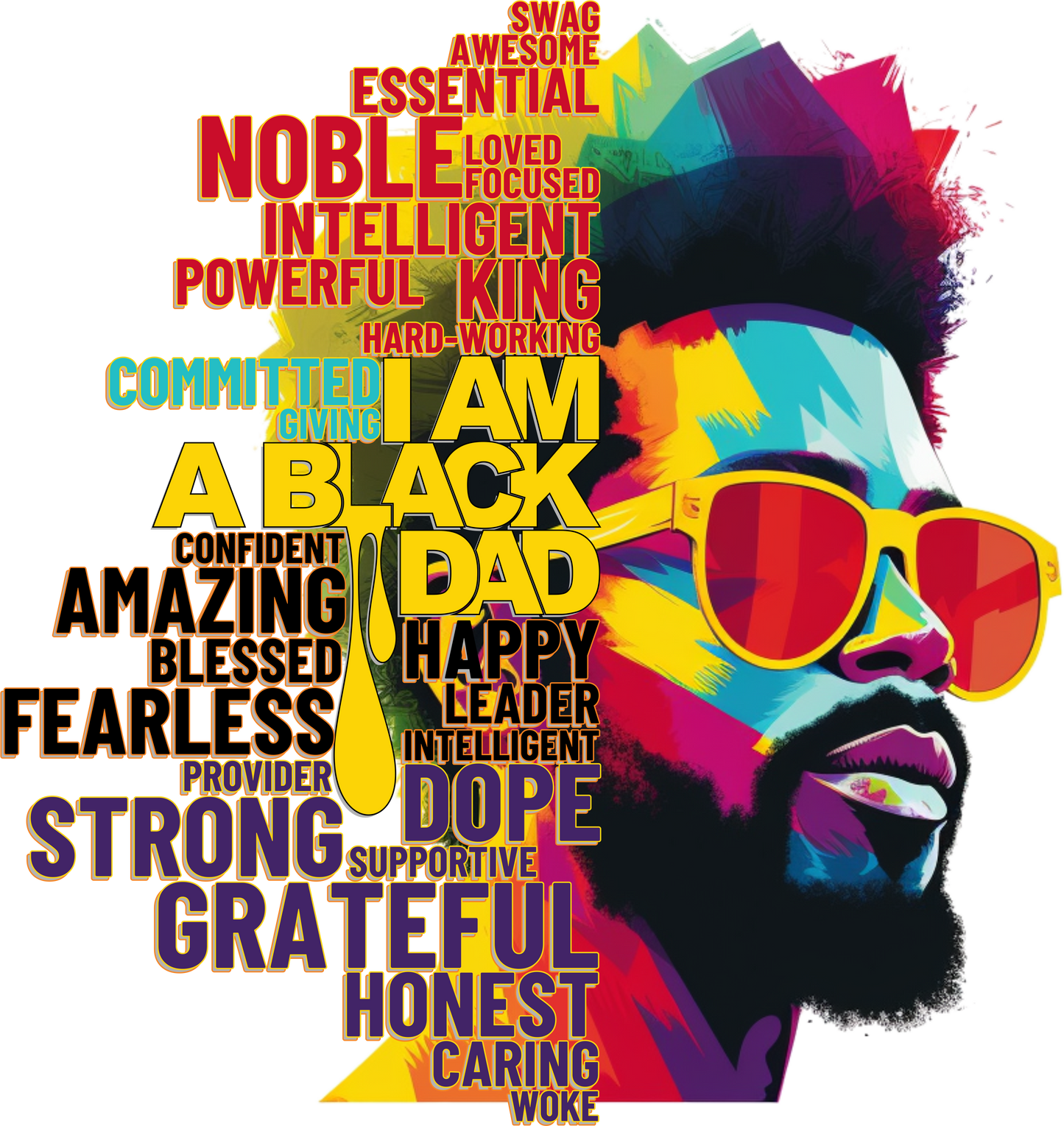 I Am a Black Dad Word Art Design
